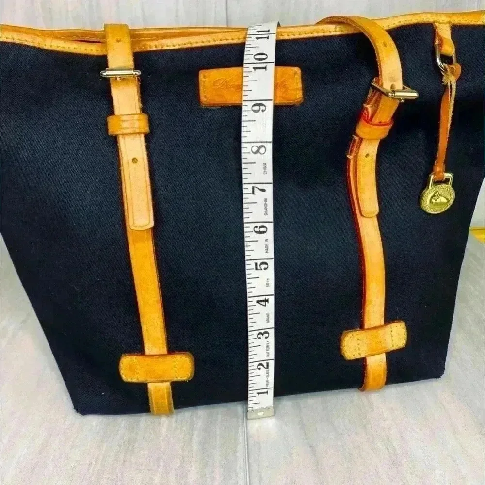 Dooney & Bourke Vintage Black Canvas Leather Trimmed Tote